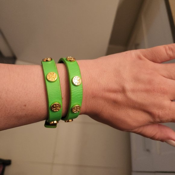 Tory Burch Leather Wrap Bracelet Lime Green - Picture 1 of 4